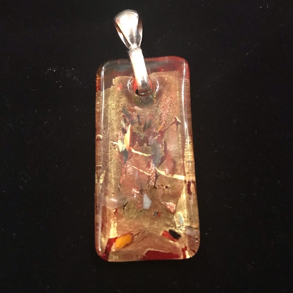 Artsy Glass Pendant with Sterling Silver Hook